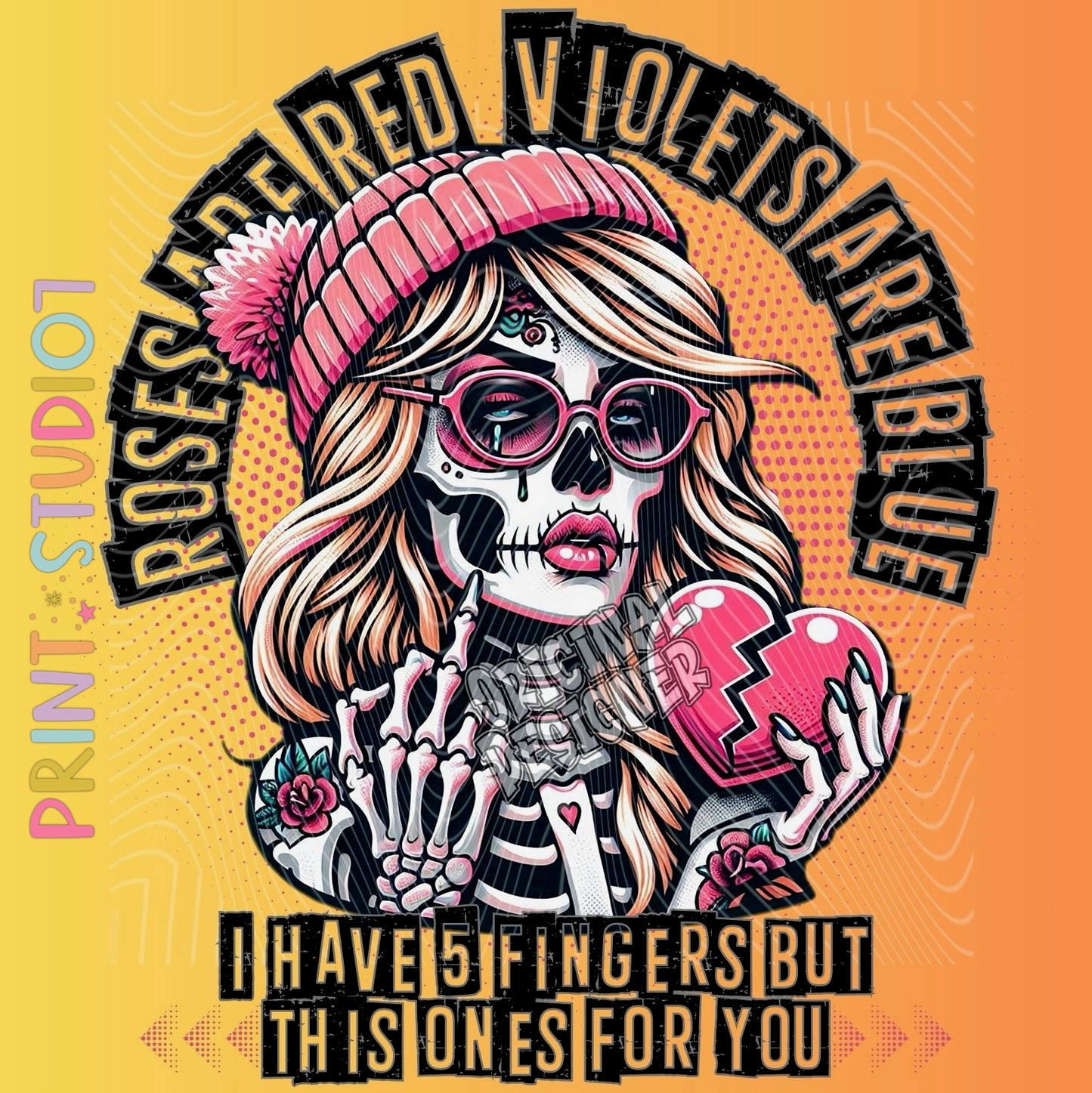 DIGITAL Roses Are Red Violets Are Blue-Skull Girl