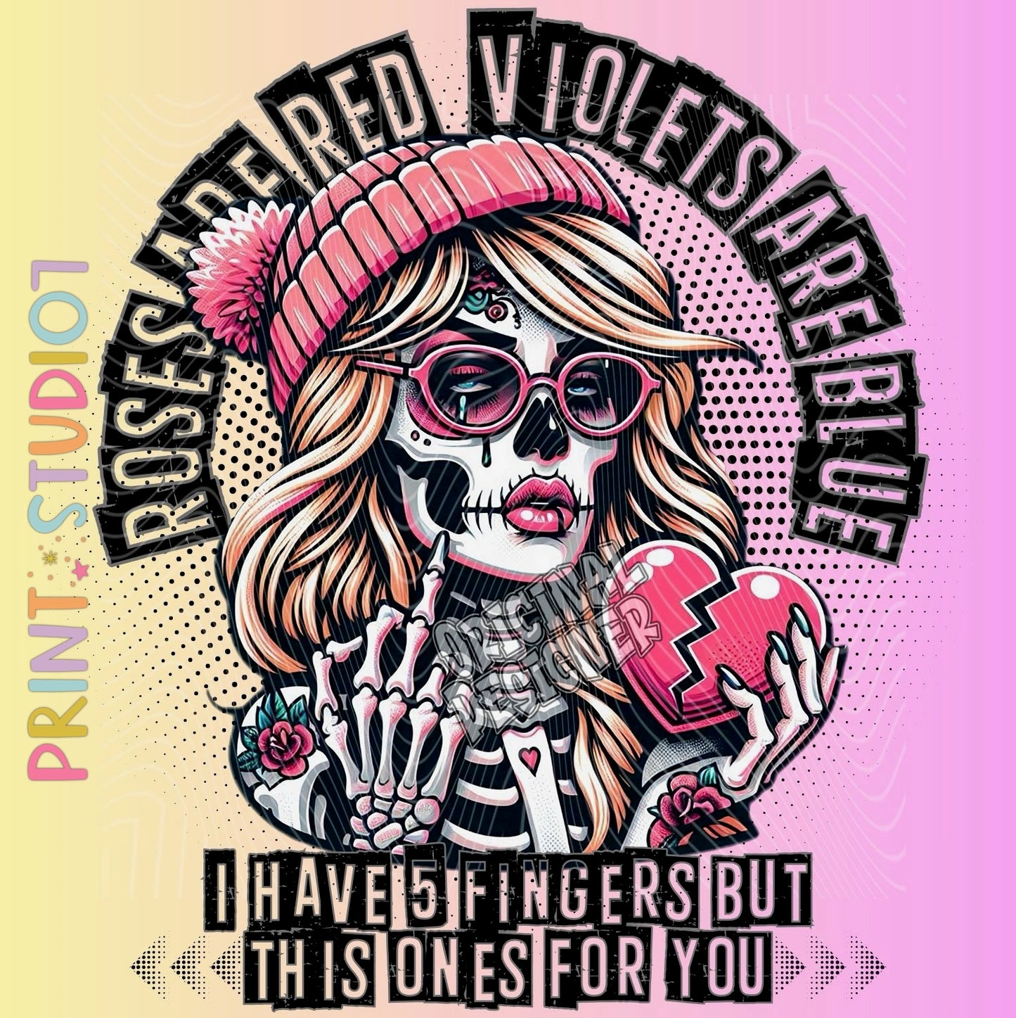 DIGITAL Roses Are Red Violets Are Blue-Skull Girl