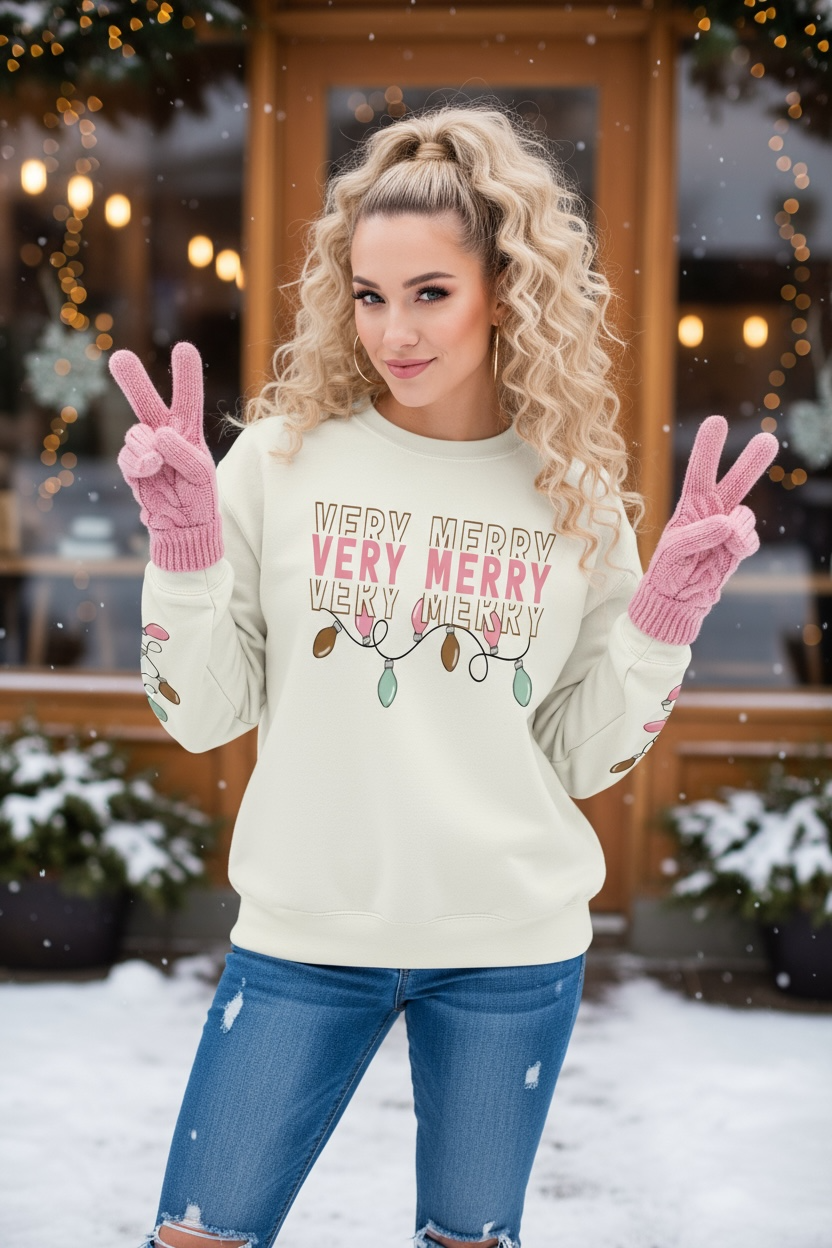 DTF Transfer Very Merry W/Sleeve