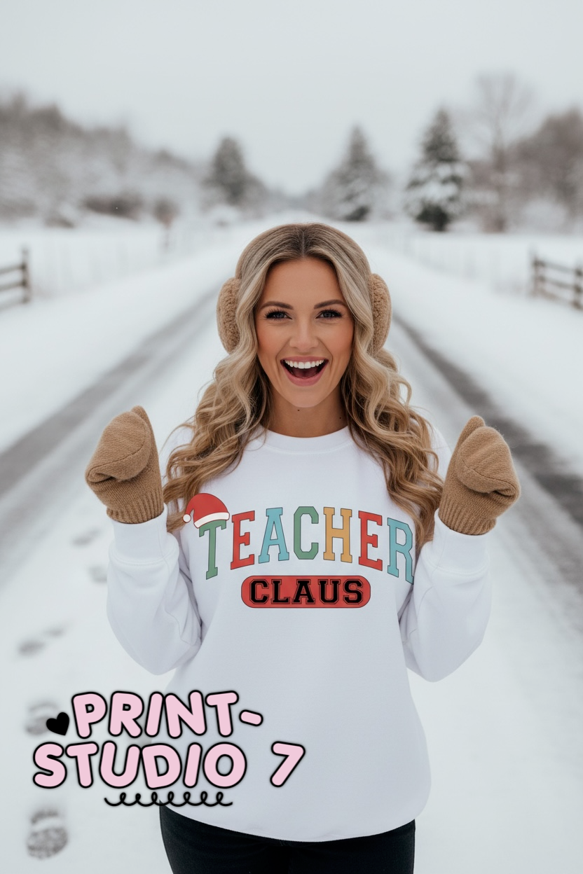DTF Transfer Teacher Claus