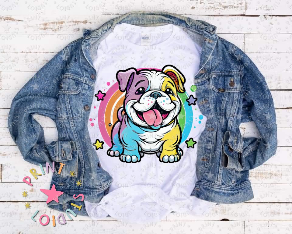 Rainbow Bright Bulldog Sitting