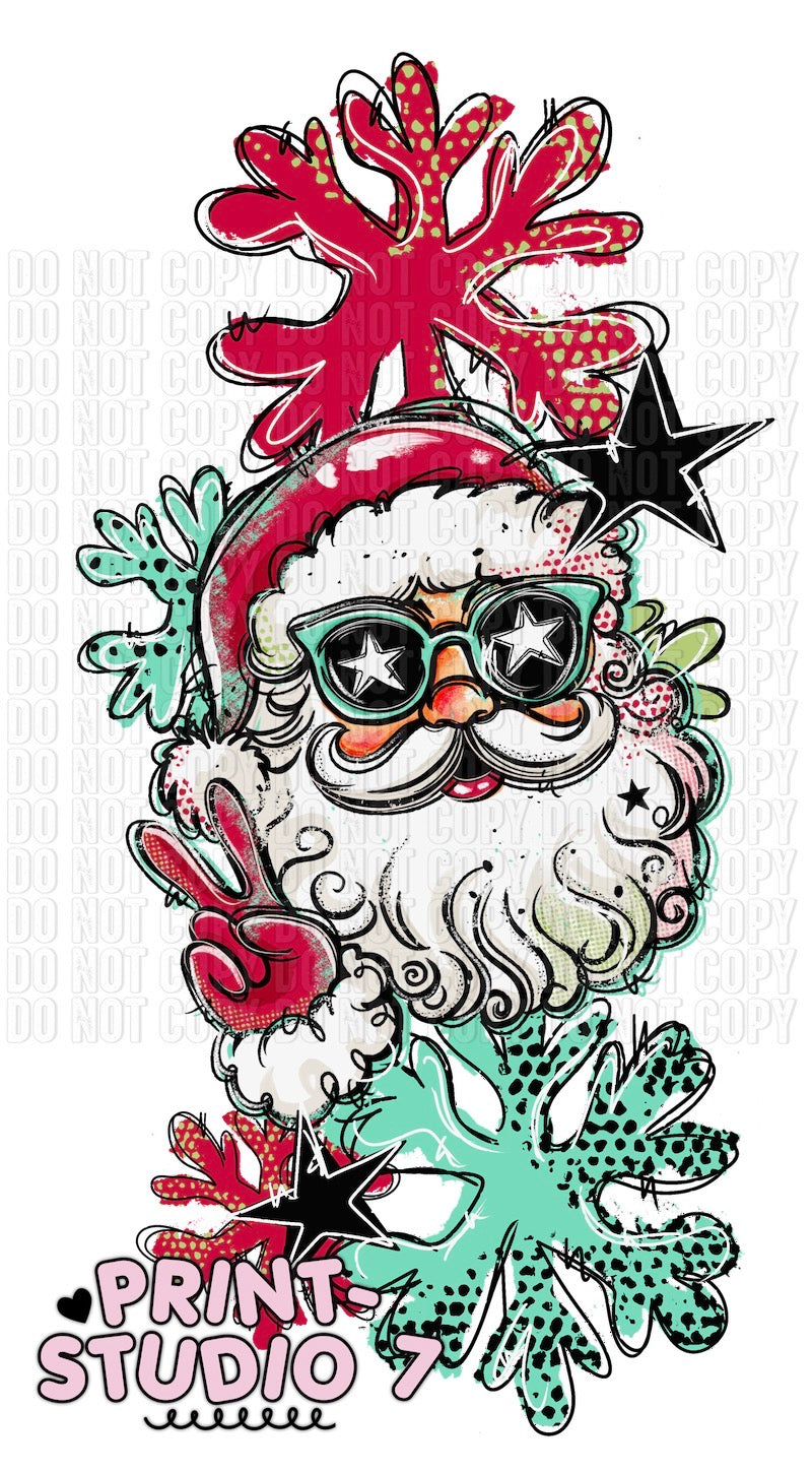 DTF Transfer Santa Doodles