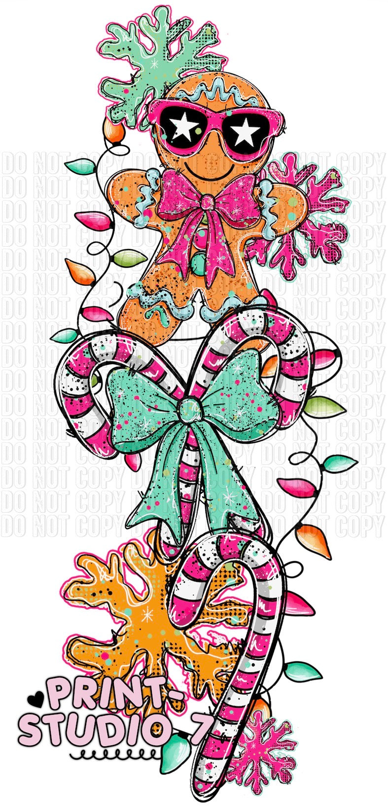 DTF Transfer Gingerbread Man Doodles W/Sleeve