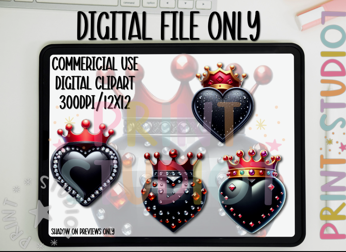DIGITAL: Clipart Crawn Heart Red_Set1