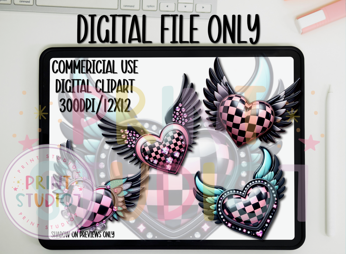 DIGITAL: Clipart Winged Heart_Set1