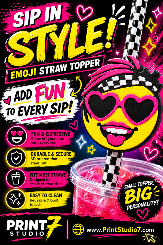 Straw Topper Smiley Emoji