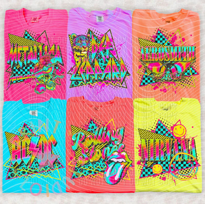 DTF Transfers "Neon Rock Bands"