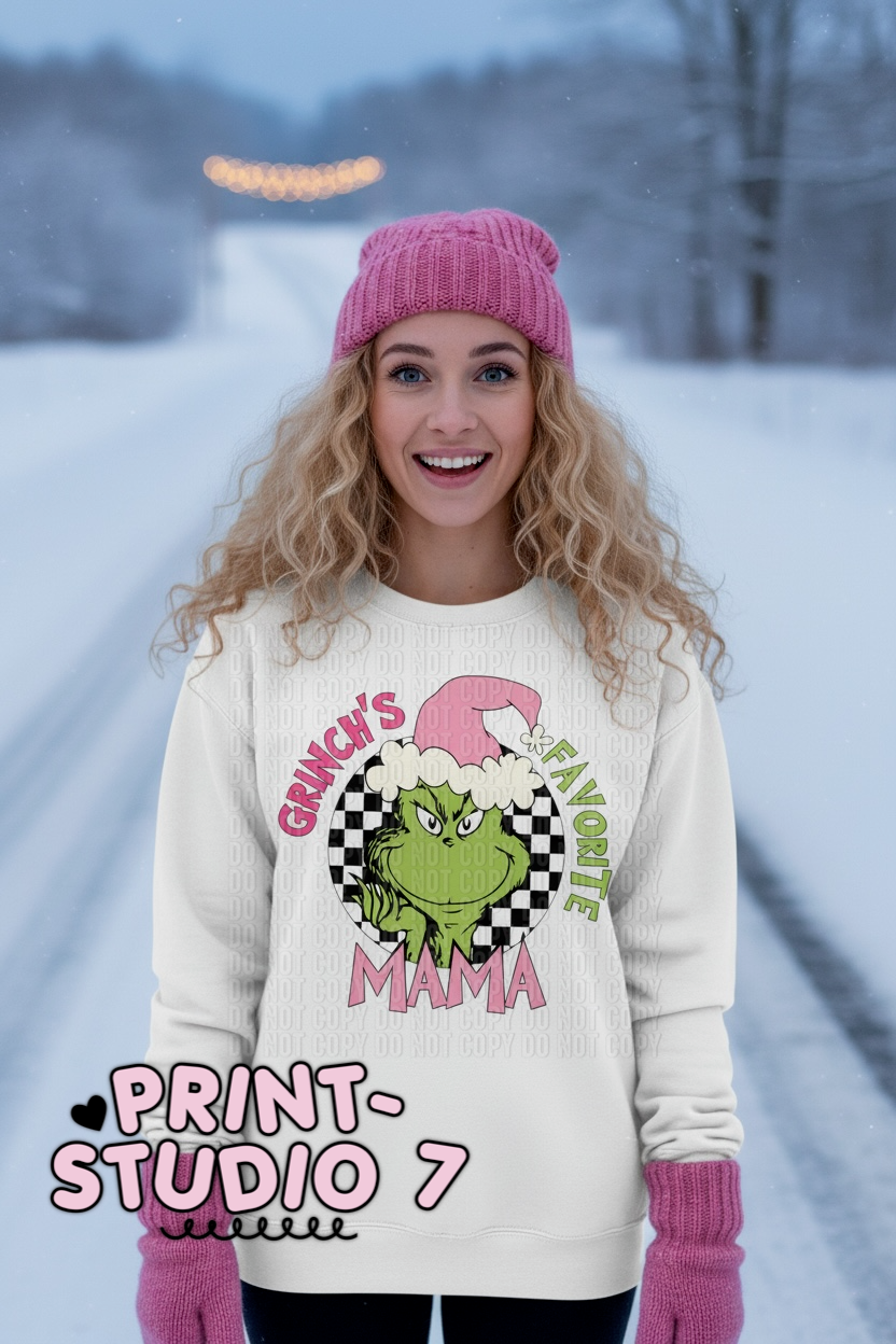 DTF Transfer Green's Favorite Mama Pink