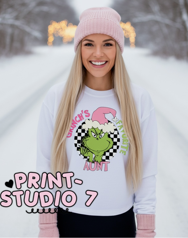 DTF Transfer Green's Favorite Aunt Pink