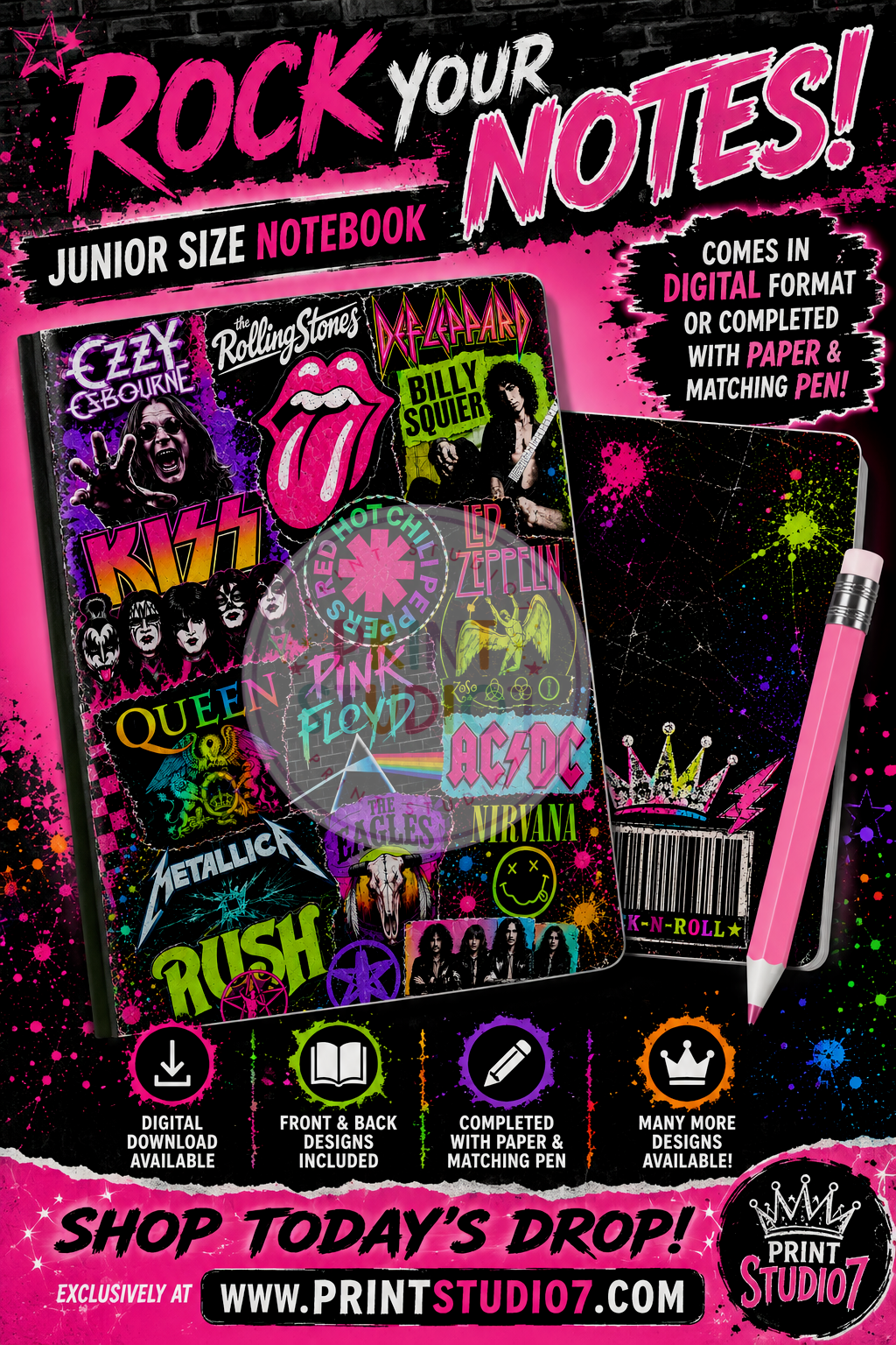 Unique Neon Rock-n-Roll Notebook