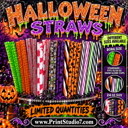 Straws: Halloween Theme - Orange