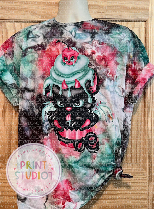 Halloween EXCLUSIVE Spooky Kitty Cupcake Dyed T-Shirt