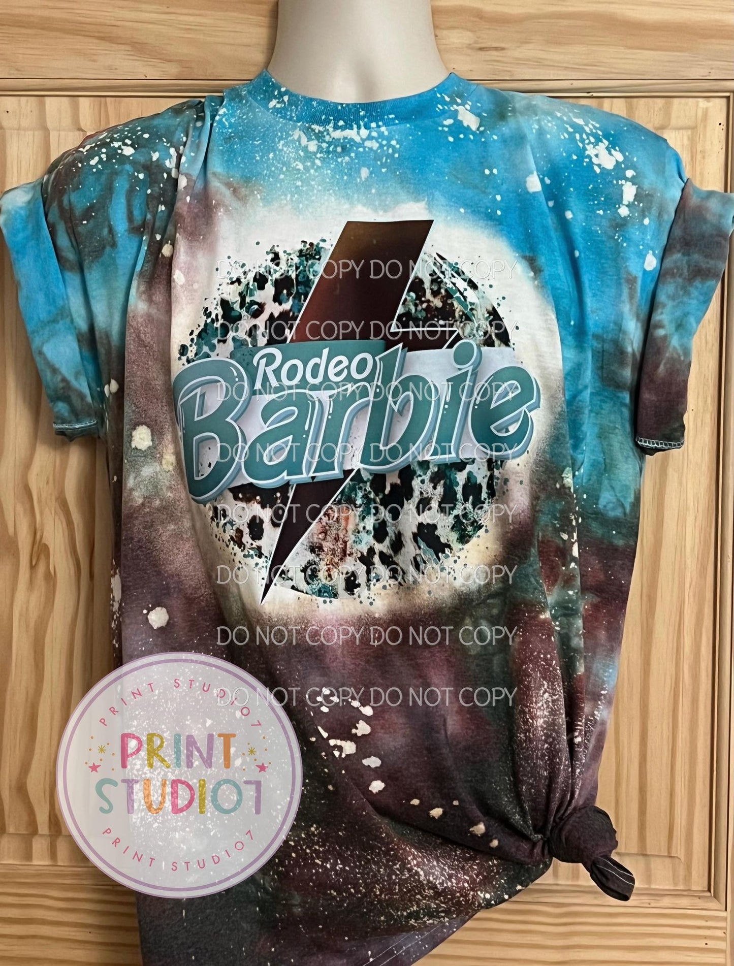 Rodeo Barbie Tie Dye and Bleached T-Shirt
