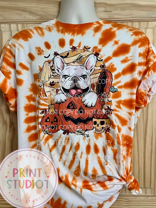 Halloween French Pumpkin Dyed T-Shirt