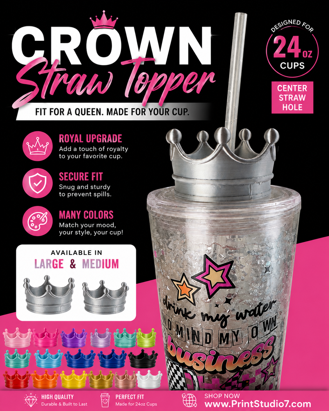 Crown Topper 24oz (hole in center)