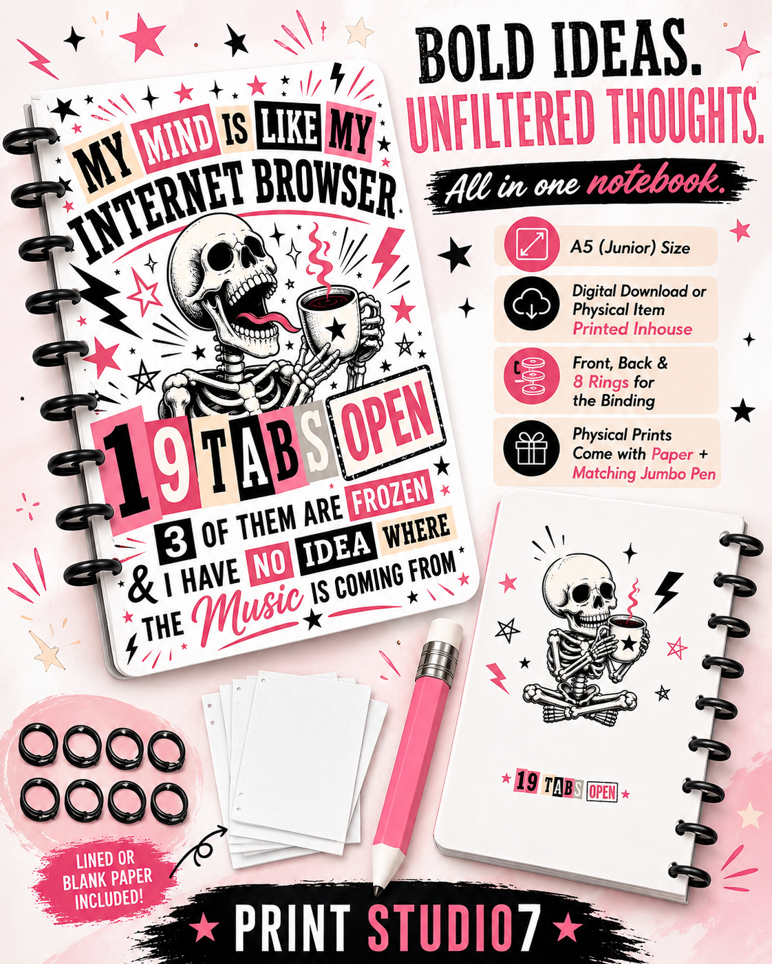 19 Tabs Open Notebook