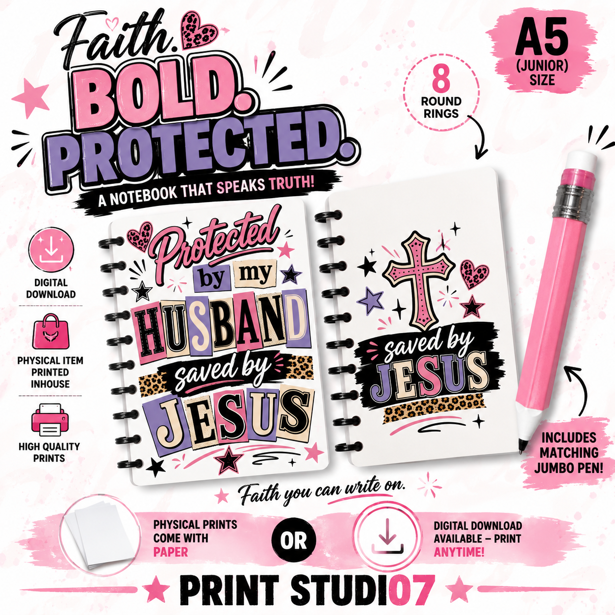 Protected By My Husband Saved By Jesus Notebook