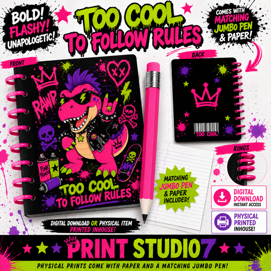 Too Cool To Follow Rules Dino Notebook
