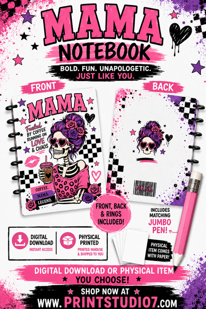 DIGITAL Mama Fueled By Coffee Skelly
