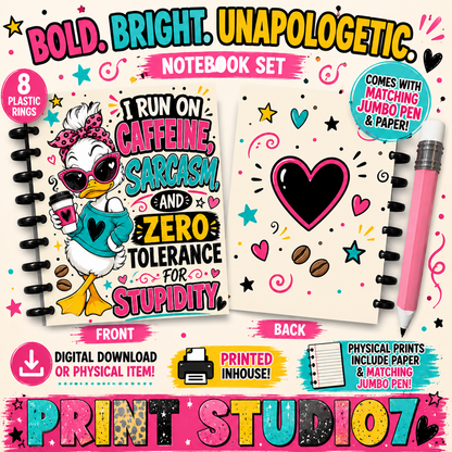 I Run On Caffeine Duck (6 colors only) Notebook