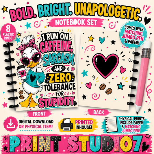 I Run On Caffeine Duck (6 colors only) Notebook