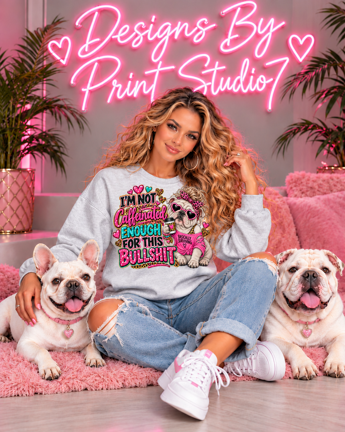 Bulldog I'm Not Caffeinated Enough For this Bullshit SWEATSHIRTS