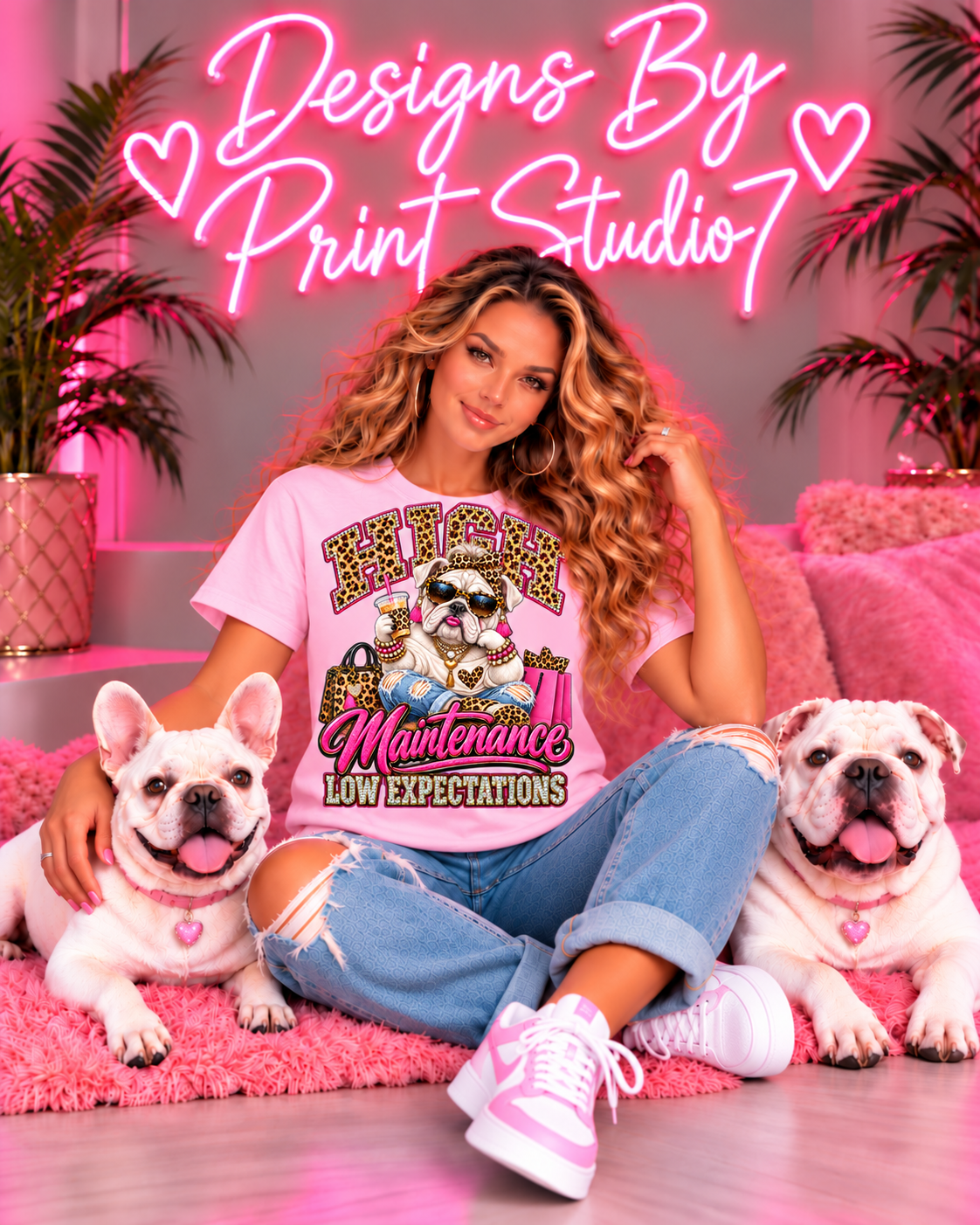 Bulldog High Maintenance T_SHIRT
