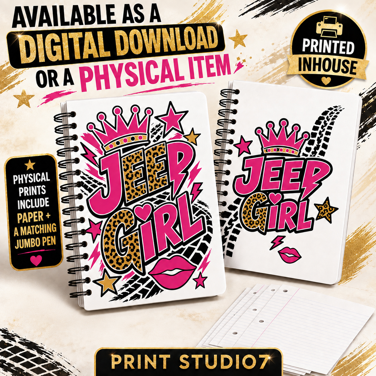 Jeep Girl -1 Pink Notebook