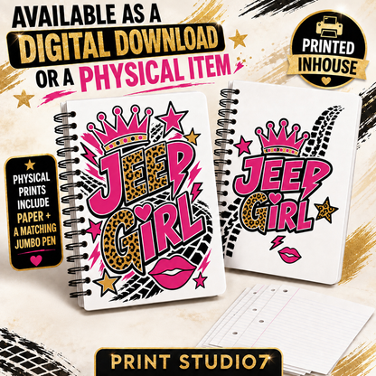 Jeep Girl -1 Pink Notebook