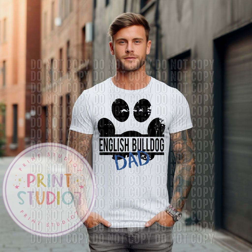 Bulldog Dad Paw Black