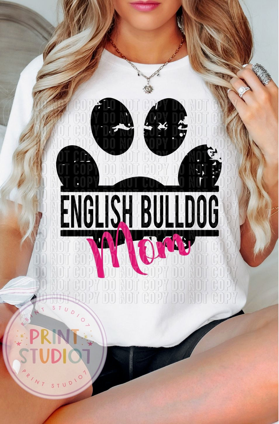 Bulldog Mom Paw Black