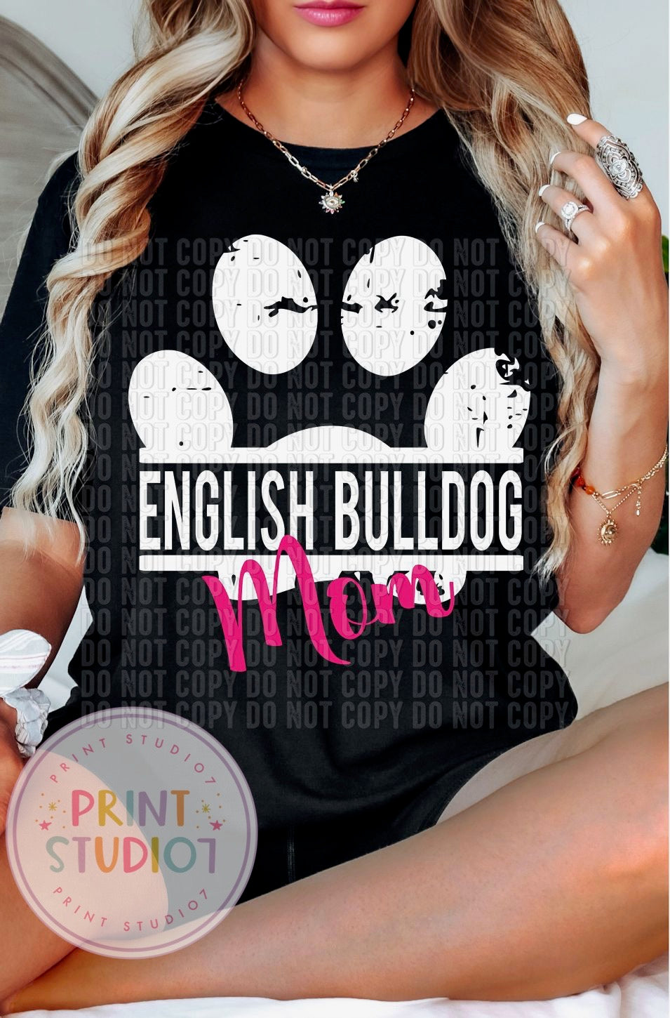 Bulldog Mom Paw White