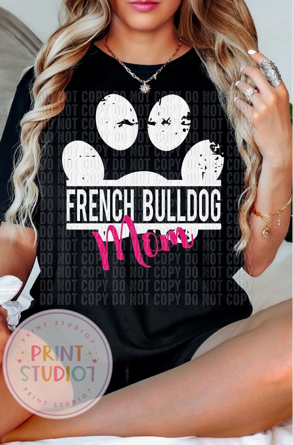 French bulldog Mom Paw White